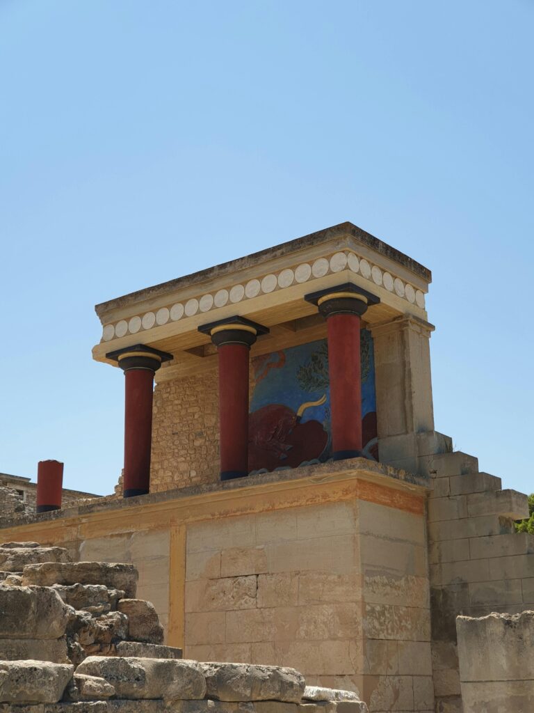 Kasteel van Knossos Paleis van knossos met rode pilaren